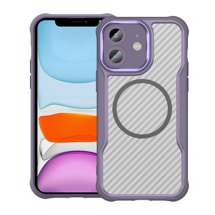 Carbon Fiber Texture MagSafe Translucent Phone Case, For iPhone 11 Pro