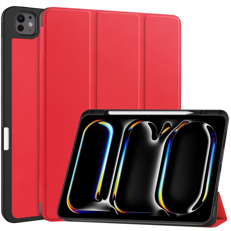 Custer TPU Pure Color 3-Fold Holder Smart Leather Tablet Case with Pen Tray, For iPad Air 13 2024 / 2025, For iPad Pro 13 2024