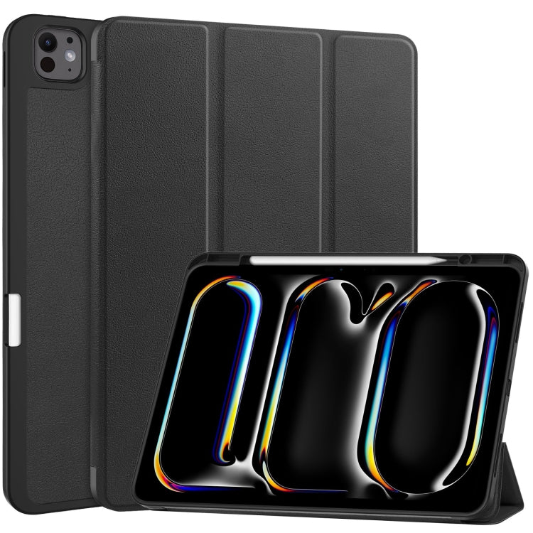 Custer TPU Pure Color 3-Fold Holder Smart Leather Tablet Case with Pen Tray, For iPad Air 13 2024 / 2025, For iPad Pro 13 2024