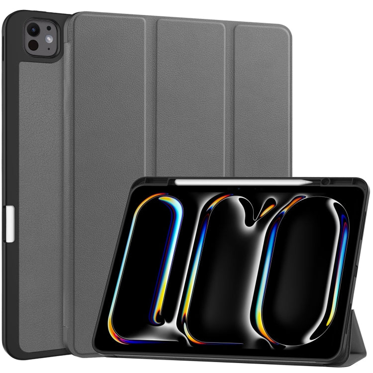Custer TPU Pure Color 3-Fold Holder Smart Leather Tablet Case with Pen Tray, For iPad Air 13 2024 / 2025, For iPad Pro 13 2024