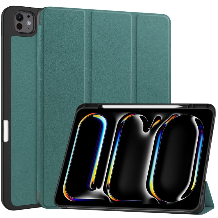 Custer TPU Pure Color 3-Fold Holder Smart Leather Tablet Case with Pen Tray, For iPad Air 13 2024 / 2025, For iPad Pro 13 2024