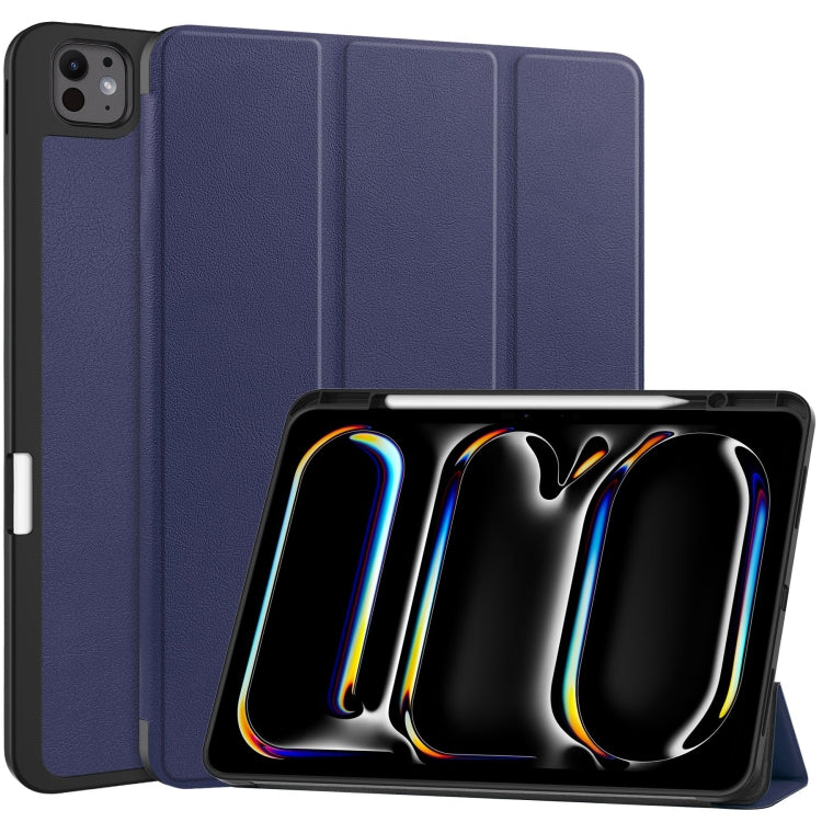 Custer TPU Pure Color 3-Fold Holder Smart Leather Tablet Case with Pen Tray, For iPad Air 13 2024 / 2025, For iPad Pro 13 2024