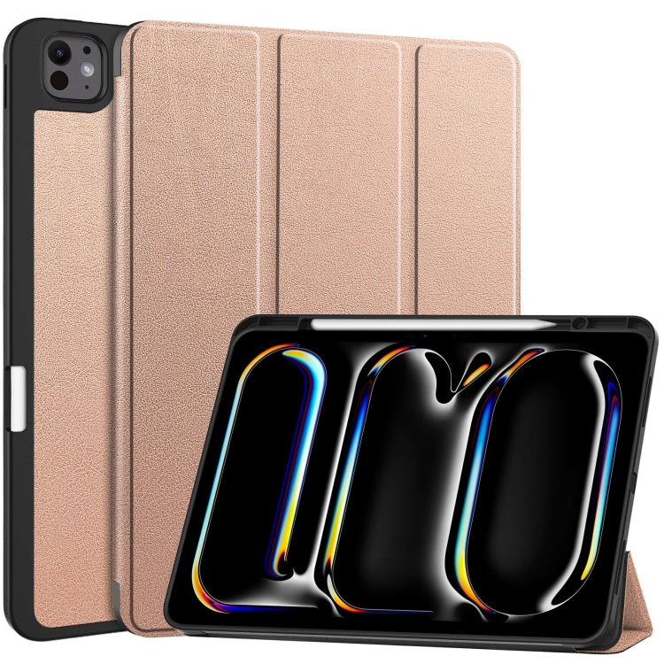 Custer TPU Pure Color 3-Fold Holder Smart Leather Tablet Case with Pen Tray, For iPad Air 13 2024 / 2025, For iPad Pro 13 2024