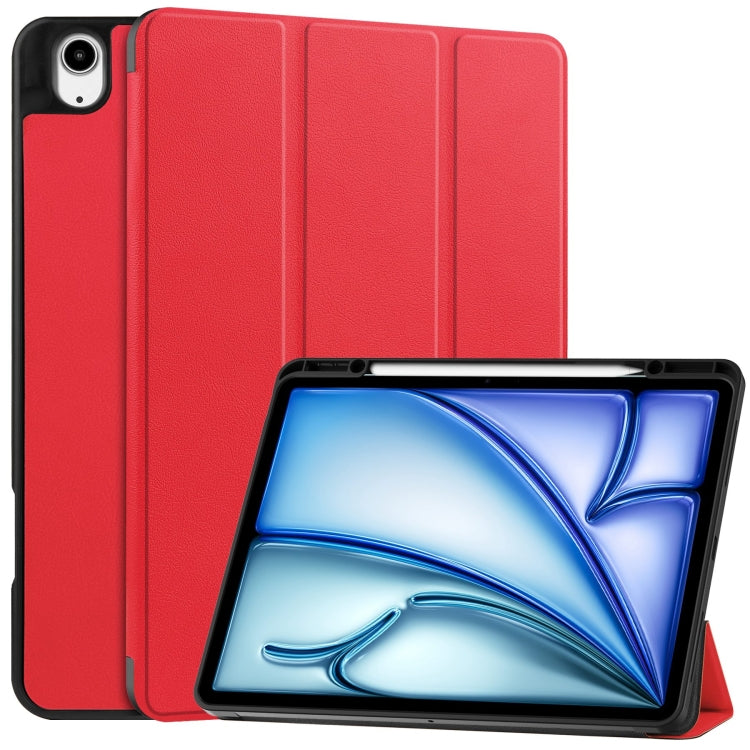 Custer TPU Pure Color 3-Fold Holder Smart Leather Tablet Case with Pen Tray, For iPad Air 13 2024 / 2025, For iPad Pro 13 2024