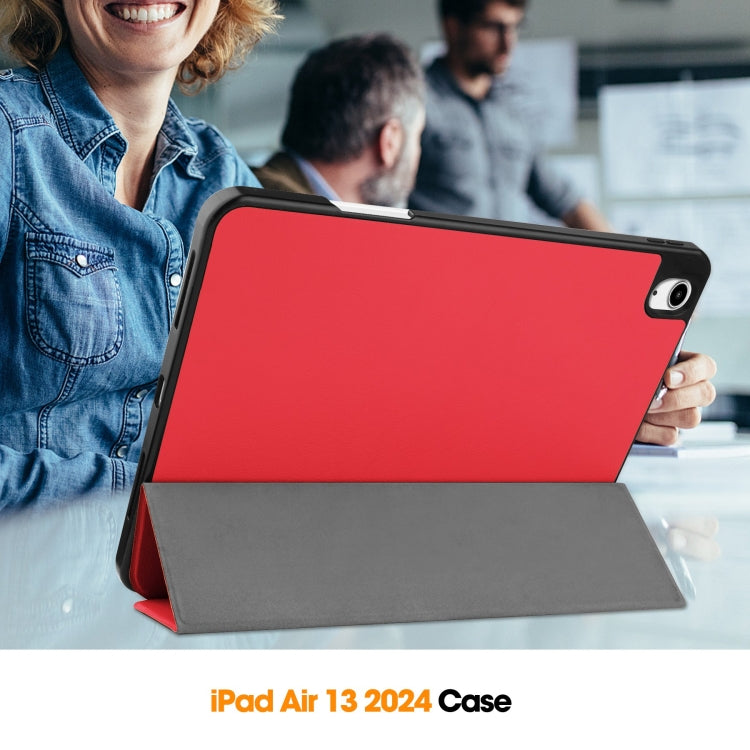 Custer TPU Pure Color 3-Fold Holder Smart Leather Tablet Case with Pen Tray, For iPad Air 13 2024 / 2025, For iPad Pro 13 2024
