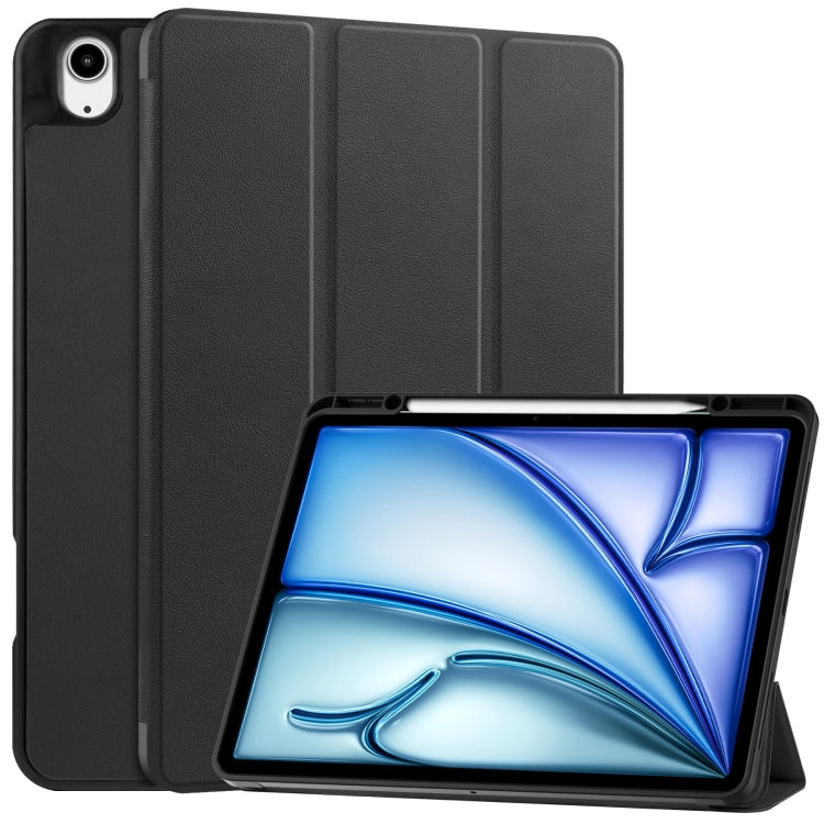 Custer TPU Pure Color 3-Fold Holder Smart Leather Tablet Case with Pen Tray, For iPad Air 13 2024 / 2025, For iPad Pro 13 2024