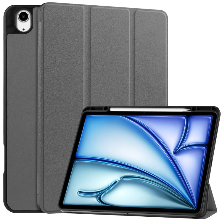 Custer TPU Pure Color 3-Fold Holder Smart Leather Tablet Case with Pen Tray, For iPad Air 13 2024 / 2025, For iPad Pro 13 2024