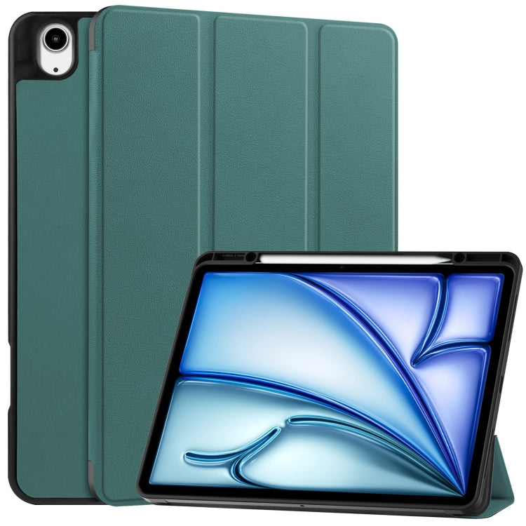 Custer TPU Pure Color 3-Fold Holder Smart Leather Tablet Case with Pen Tray, For iPad Air 13 2024 / 2025, For iPad Pro 13 2024