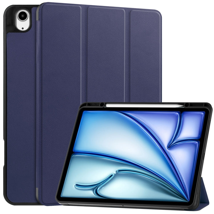 Custer TPU Pure Color 3-Fold Holder Smart Leather Tablet Case with Pen Tray, For iPad Air 13 2024 / 2025, For iPad Pro 13 2024