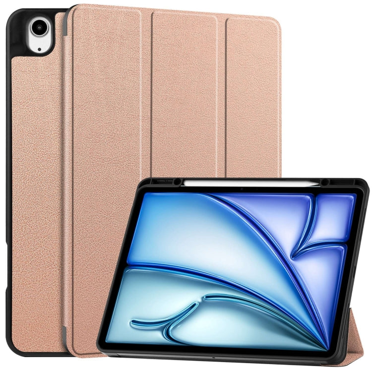 Custer TPU Pure Color 3-Fold Holder Smart Leather Tablet Case with Pen Tray, For iPad Air 13 2024 / 2025, For iPad Pro 13 2024