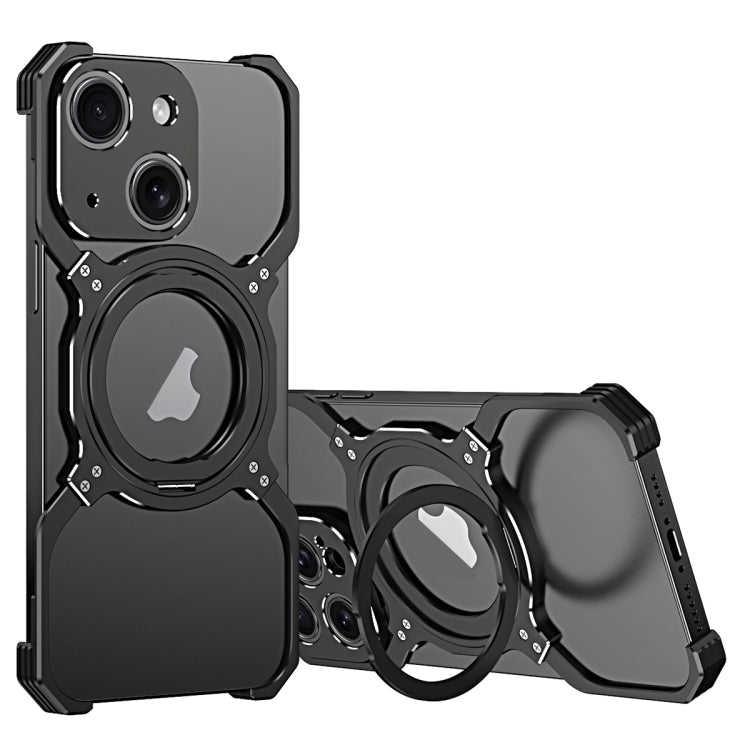 Mechanical Arm Borderless MagSafe Holder Metal Phone Case, For iPhone 14 Plus, For iPhone 14, For iPhone 14 Pro, For iPhone 14 Pro Max