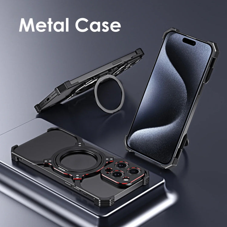 Mechanical Arm Borderless MagSafe Holder Metal Phone Case, For iPhone 14 Plus, For iPhone 14, For iPhone 14 Pro, For iPhone 14 Pro Max