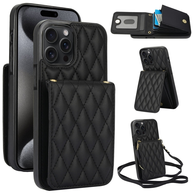 YM015 Crossbody Rhombic Card Bag RFID Phone Case, For iPhone 16, For iPhone 15 Pro Max, For iPhone 15 Pro, For iPhone 15 Plus