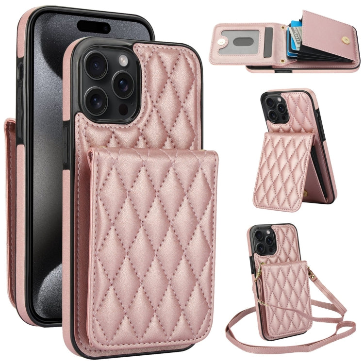 YM015 Crossbody Rhombic Card Bag RFID Phone Case, For iPhone 16, For iPhone 15 Pro Max, For iPhone 15 Pro, For iPhone 15 Plus
