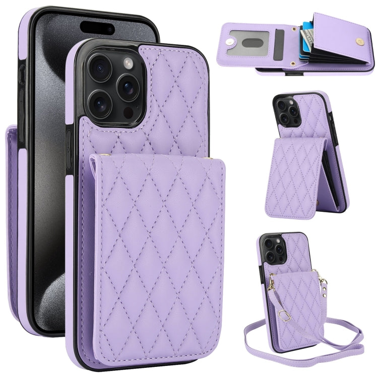 YM015 Crossbody Rhombic Card Bag RFID Phone Case, For iPhone 16, For iPhone 15 Pro Max, For iPhone 15 Pro, For iPhone 15 Plus