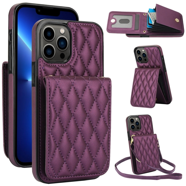 YM015 Crossbody Rhombic Card Bag RFID Phone Case, For iPhone 14 Pro Max, For iPhone 13 Pro Max, For iPhone 13 Pro, For iPhone 13