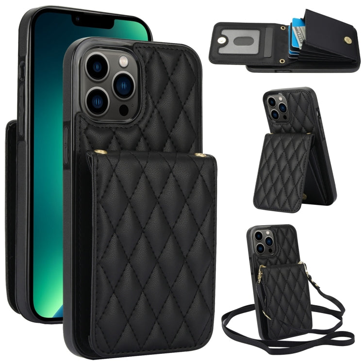 YM015 Crossbody Rhombic Card Bag RFID Phone Case, For iPhone 14 Pro Max, For iPhone 13 Pro Max, For iPhone 13 Pro, For iPhone 13