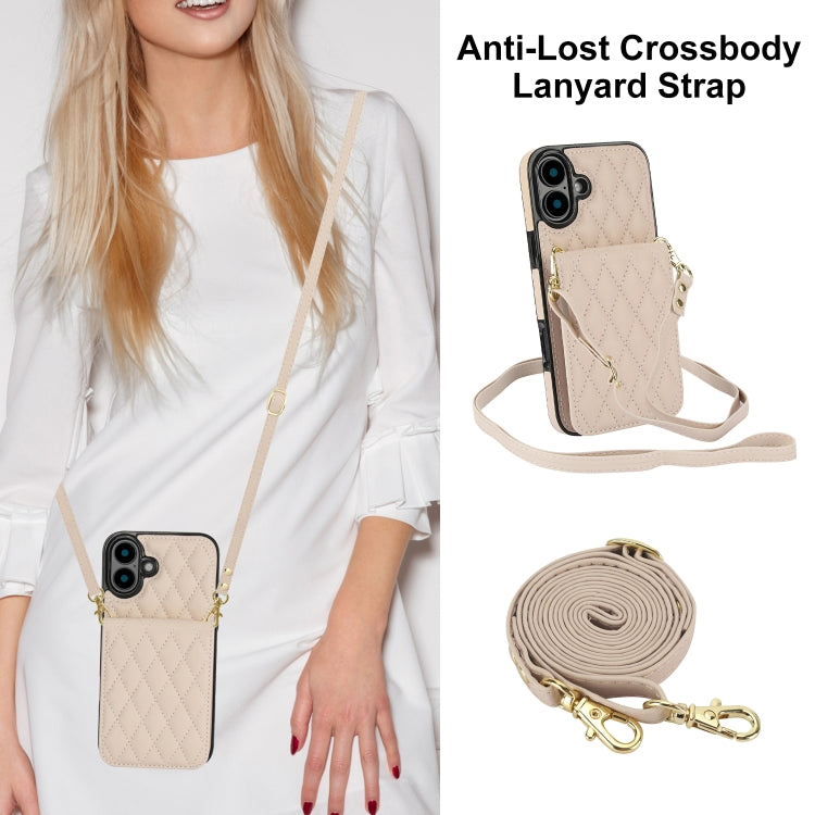 YM015 Crossbody Rhombic Card Bag RFID Phone Case, For iPhone 16, For iPhone 15 Pro Max, For iPhone 15 Pro, For iPhone 15 Plus