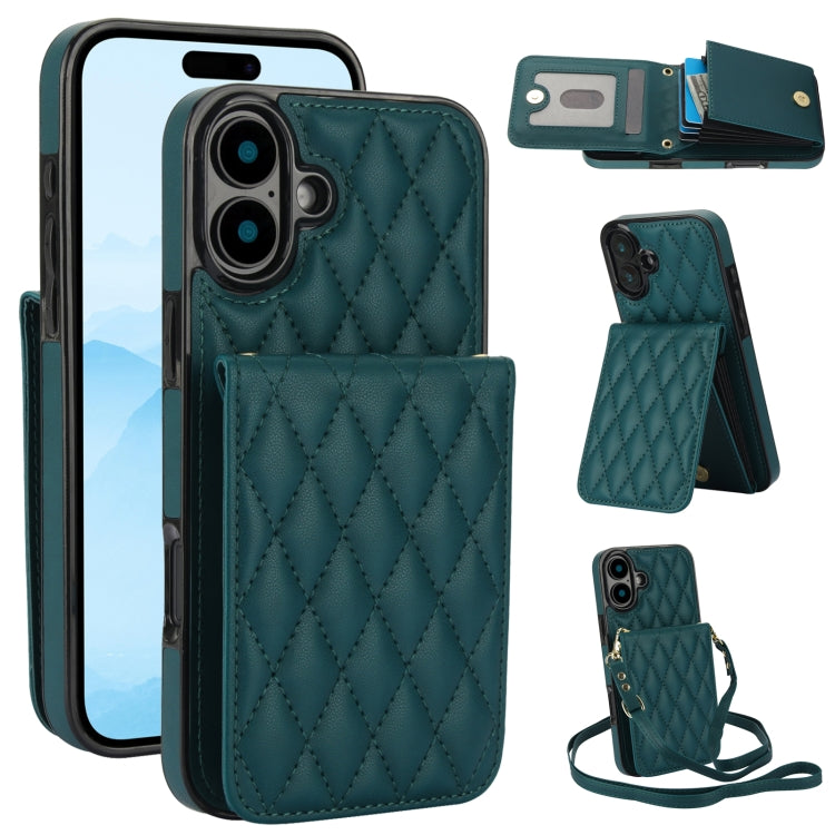 YM015 Crossbody Rhombic Card Bag RFID Phone Case, For iPhone 16, For iPhone 15 Pro Max, For iPhone 15 Pro, For iPhone 15 Plus