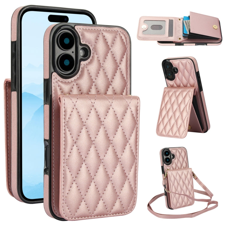 YM015 Crossbody Rhombic Card Bag RFID Phone Case, For iPhone 16, For iPhone 15 Pro Max, For iPhone 15 Pro, For iPhone 15 Plus