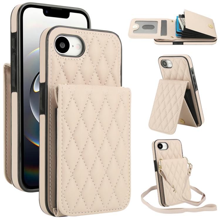YM015 Crossbody Rhombic Card Bag RFID Phone Case, For iPhone 16e / 17e, For iPhone 17 Pro Max, For iPhone 17 Pro, For iPhone 17