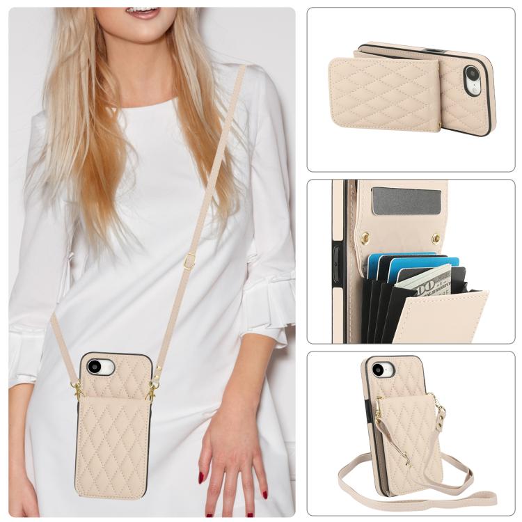 YM015 Crossbody Rhombic Card Bag RFID Phone Case, For iPhone 16e / 17e, For iPhone 17 Pro Max, For iPhone 17 Pro, For iPhone 17