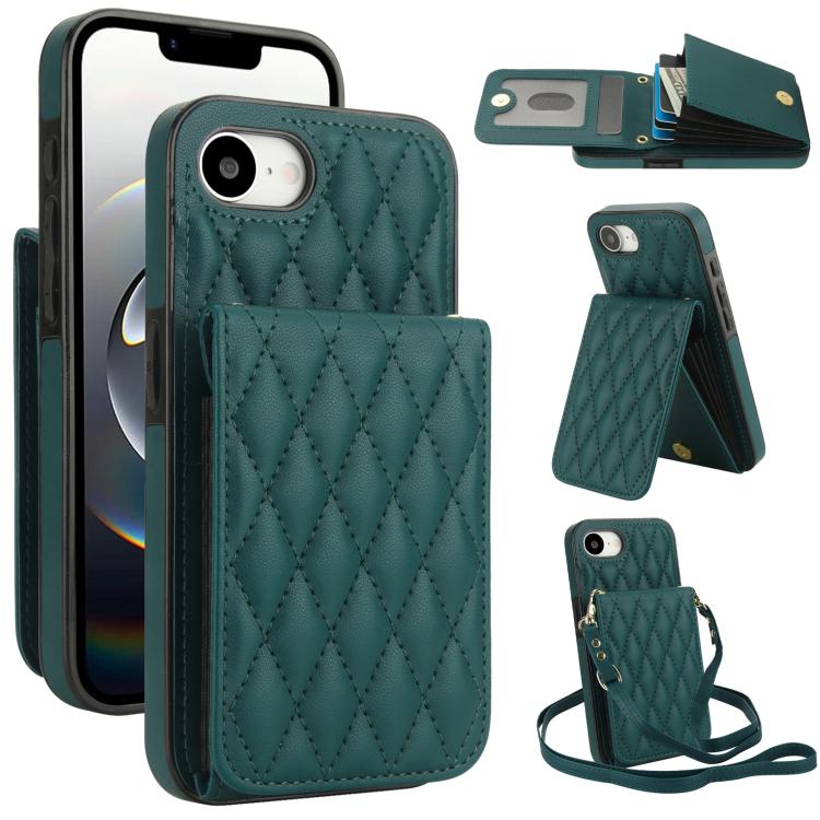 YM015 Crossbody Rhombic Card Bag RFID Phone Case, For iPhone 16e / 17e, For iPhone 17 Pro Max, For iPhone 17 Pro, For iPhone 17
