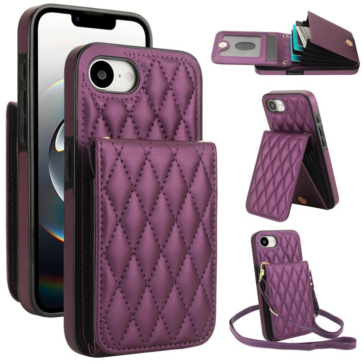 YM015 Crossbody Rhombic Card Bag RFID Phone Case, For iPhone 16e / 17e, For iPhone 17 Pro Max, For iPhone 17 Pro, For iPhone 17