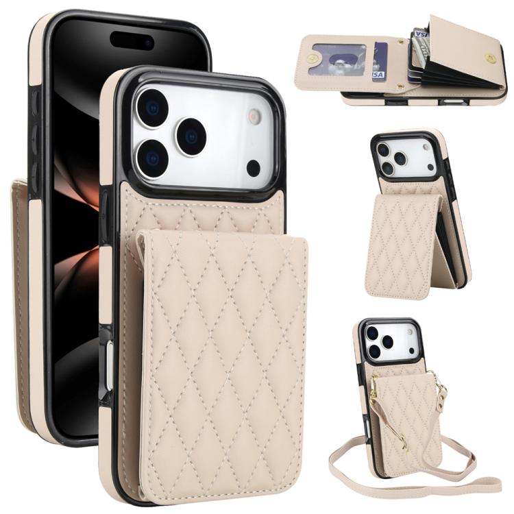 YM015 Crossbody Rhombic Card Bag RFID Phone Case, For iPhone 16e / 17e, For iPhone 17 Pro Max, For iPhone 17 Pro, For iPhone 17