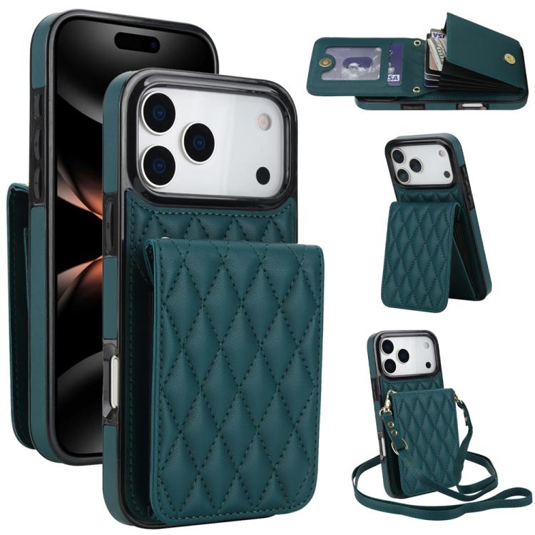 YM015 Crossbody Rhombic Card Bag RFID Phone Case, For iPhone 16e / 17e, For iPhone 17 Pro Max, For iPhone 17 Pro, For iPhone 17