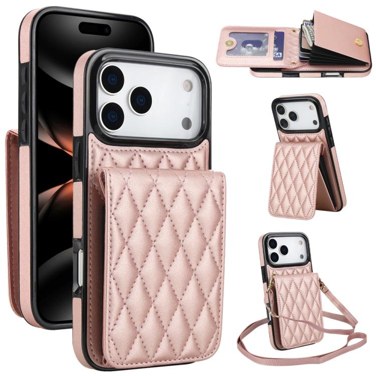YM015 Crossbody Rhombic Card Bag RFID Phone Case, For iPhone 16e / 17e, For iPhone 17 Pro Max, For iPhone 17 Pro, For iPhone 17