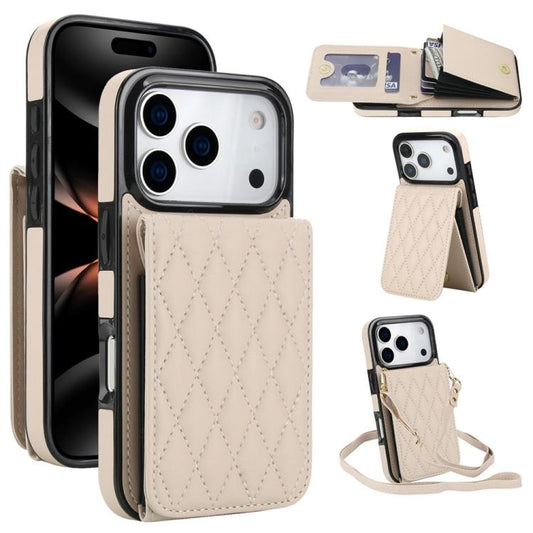 YM015 Crossbody Rhombic Card Bag RFID Phone Case, For iPhone 16e / 17e, For iPhone 17 Pro Max, For iPhone 17 Pro, For iPhone 17