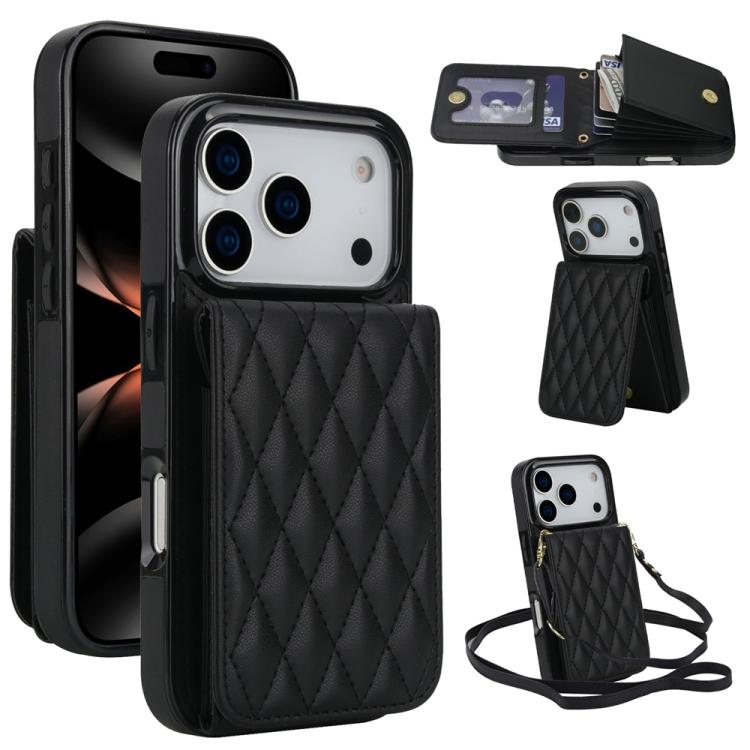 YM015 Crossbody Rhombic Card Bag RFID Phone Case, For iPhone 16e / 17e, For iPhone 17 Pro Max, For iPhone 17 Pro, For iPhone 17
