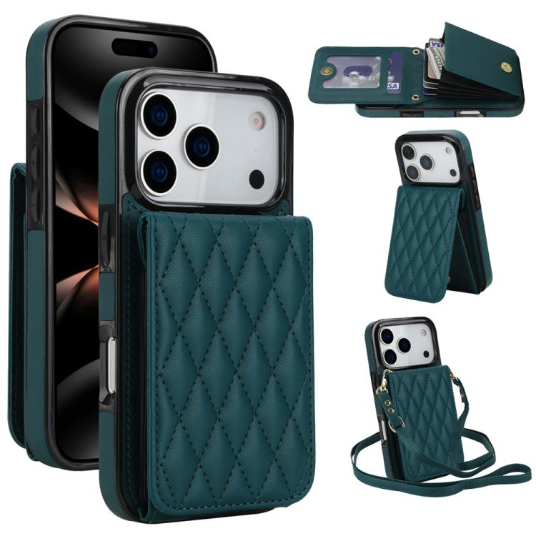 YM015 Crossbody Rhombic Card Bag RFID Phone Case, For iPhone 16e / 17e, For iPhone 17 Pro Max, For iPhone 17 Pro, For iPhone 17