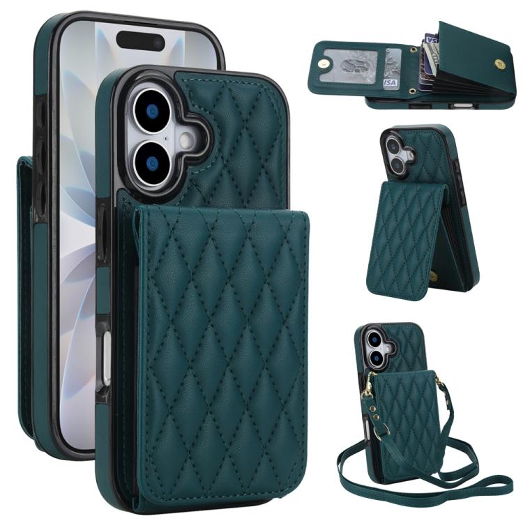 YM015 Crossbody Rhombic Card Bag RFID Phone Case, For iPhone 16e / 17e, For iPhone 17 Pro Max, For iPhone 17 Pro, For iPhone 17