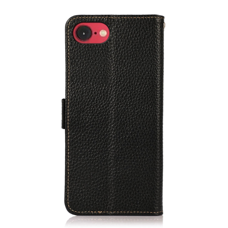 KHAZNEH Side-Magnetic Litchi Genuine Leather RFID Case, For iPhone 17 Pro Max, For iPhone 17 Pro, For iPhone 17, For iPhone Air, For iPhone 16e, For iPhone 16 Pro Max