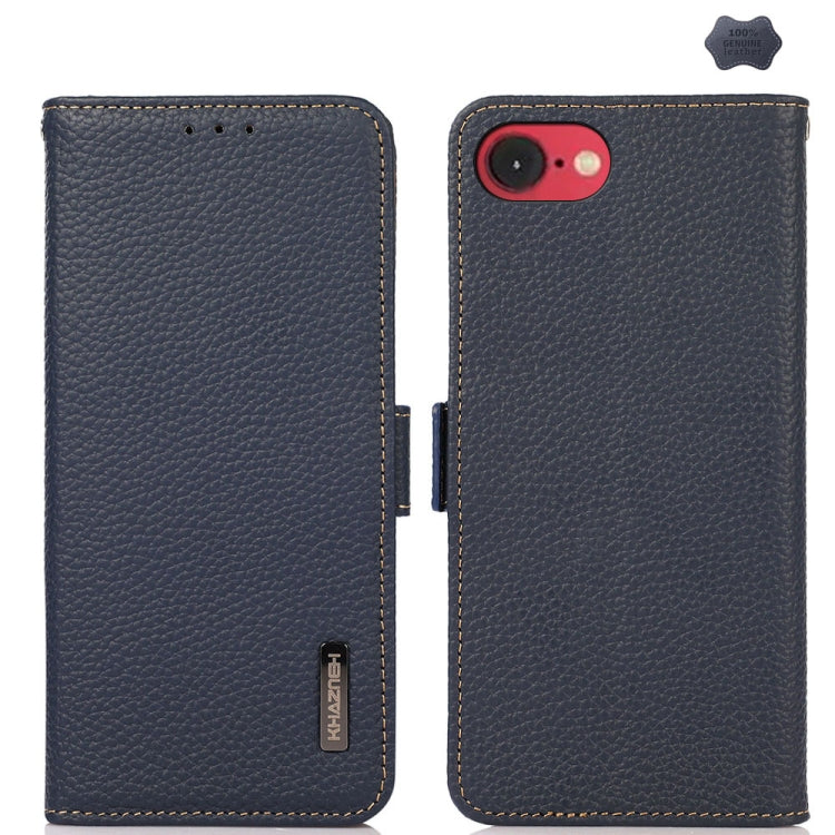 KHAZNEH Side-Magnetic Litchi Genuine Leather RFID Case, For iPhone 17 Pro Max, For iPhone 17 Pro, For iPhone 17, For iPhone Air, For iPhone 16e, For iPhone 16 Pro Max