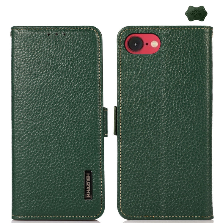 KHAZNEH Side-Magnetic Litchi Genuine Leather RFID Case, For iPhone 17 Pro Max, For iPhone 17 Pro, For iPhone 17, For iPhone Air, For iPhone 16e, For iPhone 16 Pro Max