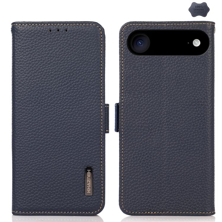 KHAZNEH Side-Magnetic Litchi Genuine Leather RFID Case, For iPhone 17 Pro Max, For iPhone 17 Pro, For iPhone 17, For iPhone Air, For iPhone 16e, For iPhone 16 Pro Max