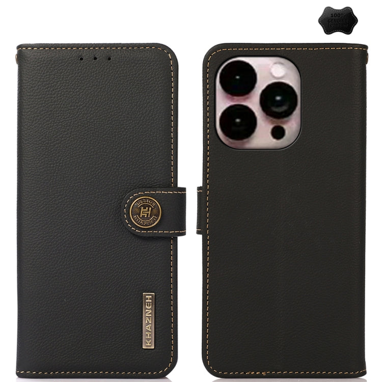 KHAZNEH Custer Genuine Leather RFID Phone Case, For iPhone 17 Pro Max, For iPhone 17 Pro, For iPhone 17, For iPhone 17 Air, For iPhone 16e, For iPhone 16 Pro Max, For iPhone 16 Pro, For iPhone 16 Plus