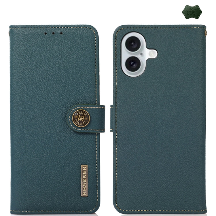 KHAZNEH Custer Genuine Leather RFID Phone Case, For iPhone 17 Pro Max, For iPhone 17 Pro, For iPhone 17, For iPhone 17 Air, For iPhone 16e, For iPhone 16 Pro Max, For iPhone 16 Pro, For iPhone 16 Plus