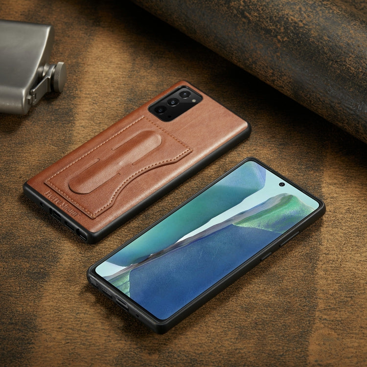 Fierre Shann Full Coverage Protective Leather Case with Holder & Card Slot, For iPhone 12 mini, For iPhone 12 / 12 Pro, For iPhone 12 Pro Max, For Galaxy Note20 Ultra