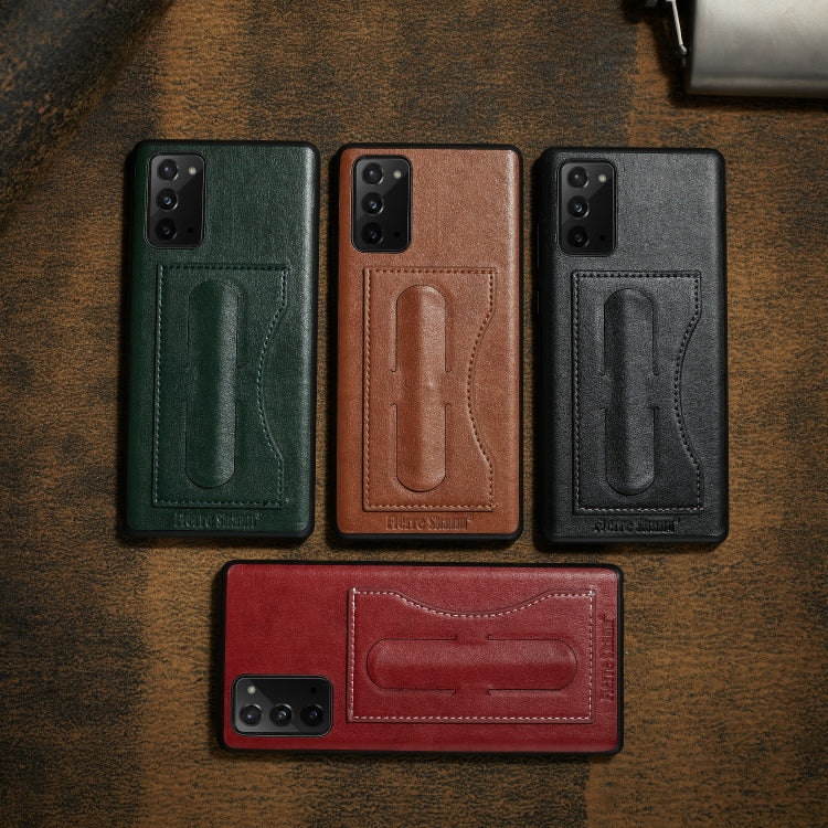 Fierre Shann Full Coverage Protective Leather Case with Holder & Card Slot, For iPhone 12 mini, For iPhone 12 / 12 Pro, For iPhone 12 Pro Max, For Galaxy Note20 Ultra