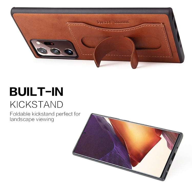 Fierre Shann Full Coverage Protective Leather Case with Holder & Card Slot, For iPhone 12 mini, For iPhone 12 / 12 Pro, For iPhone 12 Pro Max, For Galaxy Note20 Ultra
