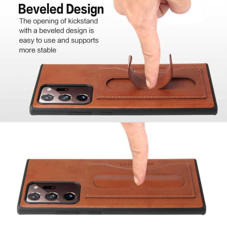 Fierre Shann Full Coverage Protective Leather Case with Holder & Card Slot, For iPhone 12 mini, For iPhone 12 / 12 Pro, For iPhone 12 Pro Max, For Galaxy Note20 Ultra