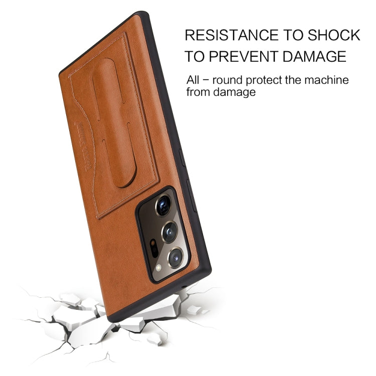 Fierre Shann Full Coverage Protective Leather Case with Holder & Card Slot, For iPhone 12 mini, For iPhone 12 / 12 Pro, For iPhone 12 Pro Max, For Galaxy Note20 Ultra