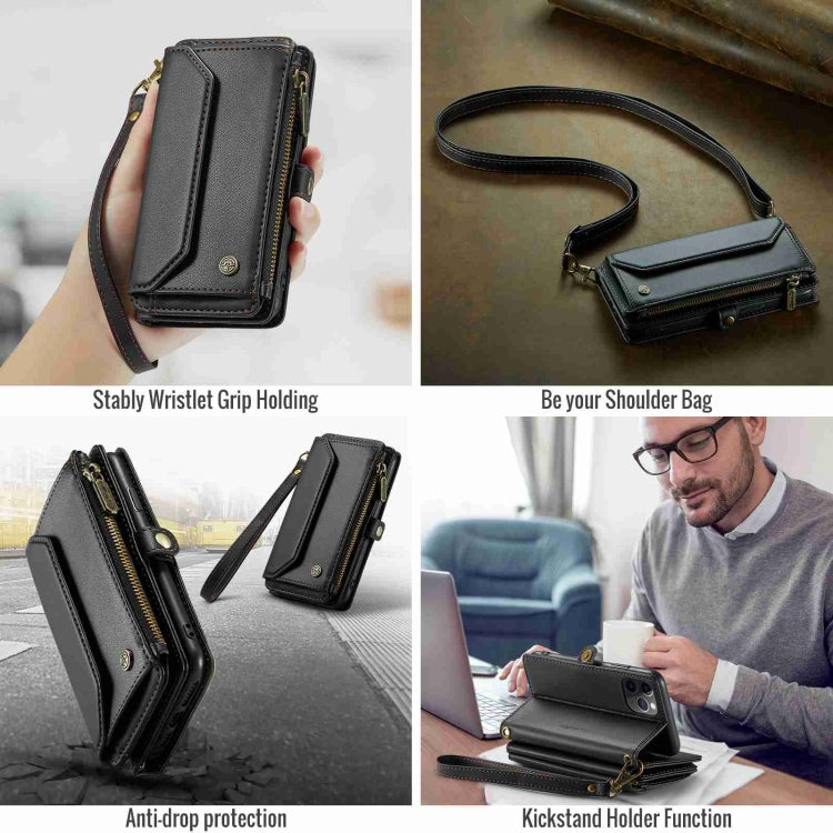 CaseMe C36 Card Slots Zipper Wallet RFID Anti-theft Leather Phone Case, For iPhone 11 Pro, For iPhone XS / X, For iPhone XR, For iPhone XS Max