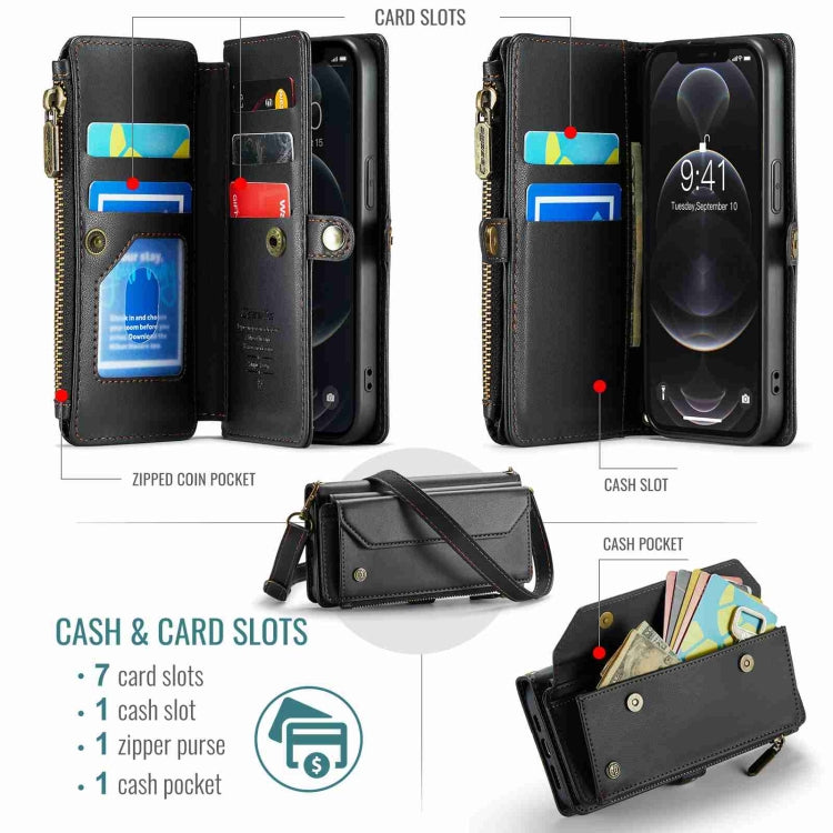 CaseMe C36 Card Slots Zipper Wallet RFID Anti-theft Leather Phone Case, For iPhone 12 Pro, For iPhone 12 mini, For iPhone 11 Pro Max, For iPhone 11
