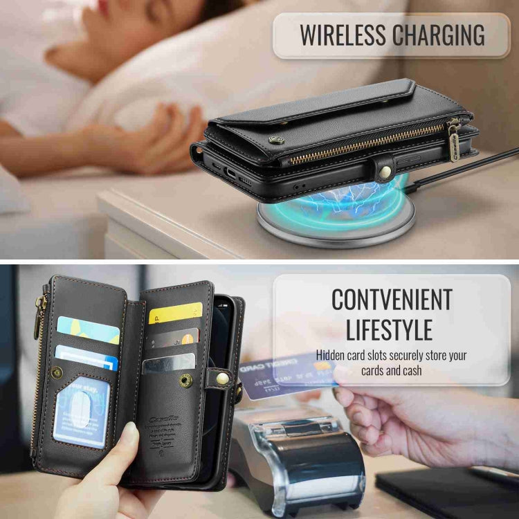 CaseMe C36 Card Slots Zipper Wallet RFID Anti-theft Leather Phone Case, For iPhone 12 Pro, For iPhone 12 mini, For iPhone 11 Pro Max, For iPhone 11
