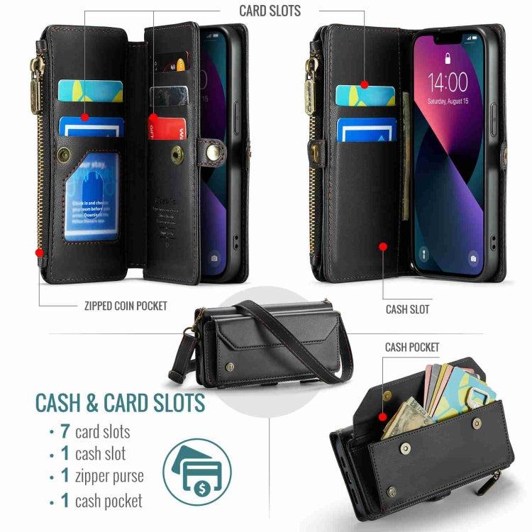 CaseMe C36 Card Slots Zipper Wallet RFID Anti-theft Leather Phone Case, For iPhone 13, For iPhone 13 mini, For iPhone 12, For iPhone 12 Pro Max